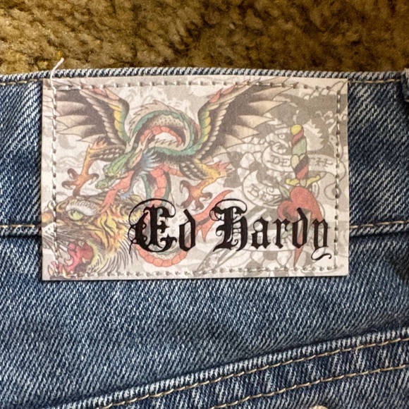Ed Hardy shorts Embroidered Denim Cutoff Shorts - Blue - Picture 5 of 5